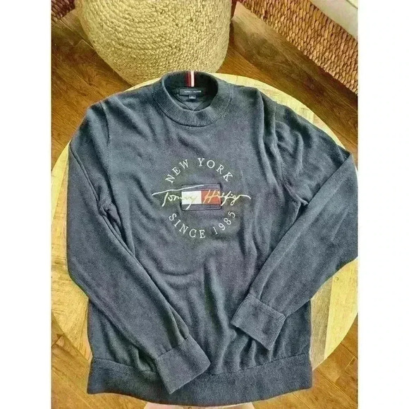 Tommy Hilfiger Men's Signature Logo Crewneck Cotton Sweater Size Large - Picture 1 of 7